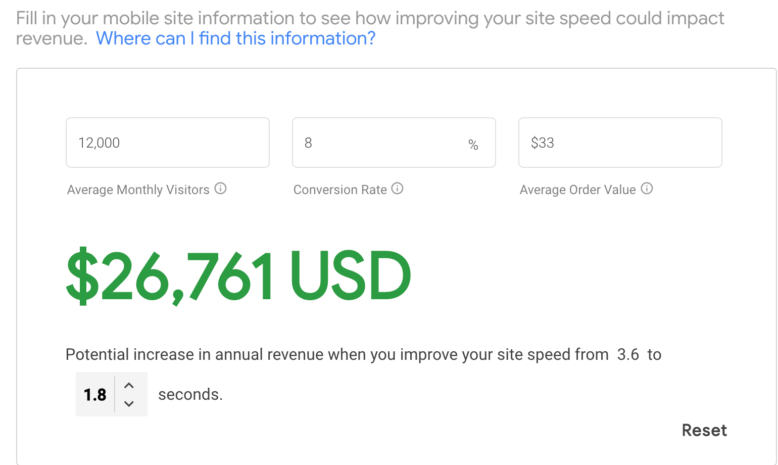 page speed improves conversion rate